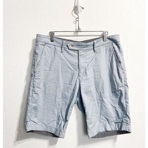 Ted Baker Mens Chino Flat Front Light Blue‎ Cotton Blend Shorts Size 32R Golf